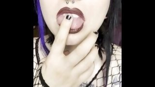 Goth Split Tongue, spit and mouth fetish
