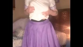 Squirting schoolgirl anal training first time using anal beads