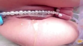 Clit and Anal Vibrator / Close Up Pearl Thong & Squirt- COMPILATION
