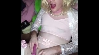 Princess Plays with Fucking Machine and Cums Through Chastity