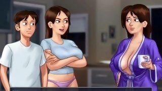 Summertime saga #48 - Masturbating while watching porn in the living room - Gameplay