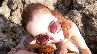 quick blowjob and fuck in front of the beach in sardinia