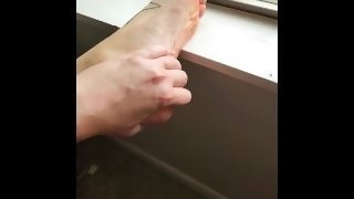 POV Rubbing and Massaging Oil All Over My Feet and Legs
