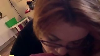 St4uPs Christmas 2019 Blowjob and Facial with Cum on My Huge Boobs!