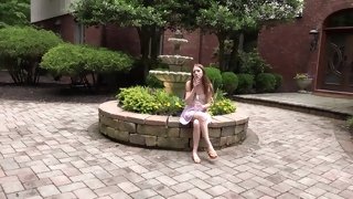 Petite Redhead Doing Photo Shoot By Water Fountain! - Petite Fountain(4K) - Petite fountain