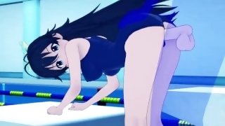 Hibiki Ganaha and I have intense sex at the pool at night. - THE IDOLM@STER SP Hentai 4