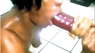 Nasty Ebony MILF uses anal toy in solo masturbation scene