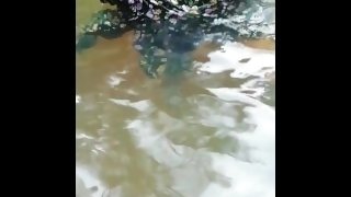දිය රෙද්දෙන් ඔයක නෑවා. Bath video  short clip