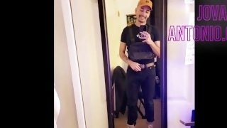 Pharaoh Jovanny Rock Hard In Tight Jeans After Work Jerk Off / Military / Militar Scene