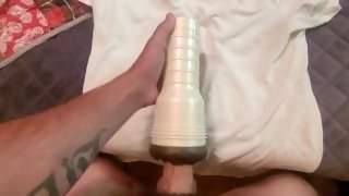 Black pussy fleshlight fucked by white cock