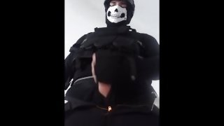 Masked Ghost Cosplayer Masturbates Up Close