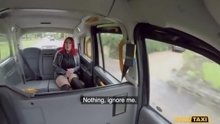 Kinky busty redhead Sabien Demonia gives amateur titjob in car - monster tits