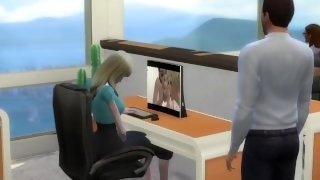 In order not to lose her job, blonde offers her pussy - sex in the office