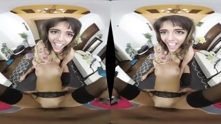 Threesome POV with two hot busty babes in VR video