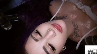 FilthyMassage - Goth Busy Purple Haired Babe Gets Her Pussy Oiled And Fucked