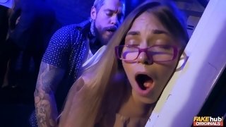 Slutty Hipster Girl Getting Pounded In The Night Club