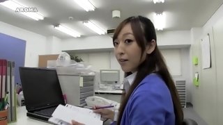 Asian office MILF shows her panties making her co-worker horny