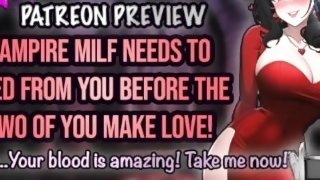 (Patreon) ASMR - Vampire MILF Needs To Feed From You Before You Two Fuck! Hentai Audio Roleplay