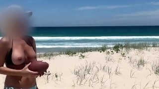 Wife gets her perfect tits out at the beach in her bikini