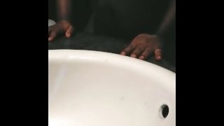 Humping Bathroom Sink Counter Again With My Hairy Black Pussy