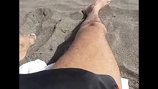 hard-on on a beach