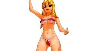 Dancing Blonde Girl in Mini Bikini