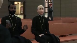 Innocent nun spied priest and then went to suck his dick with great desire