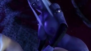 (4K) Hard cock fantasy milf cums hot sperm on futanari woman's ass