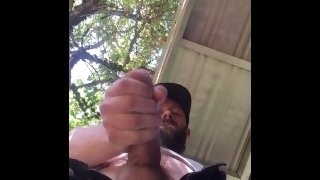 Making Myself Cum Outside - Stroking My Thick Cock Outdoors - BWC - Public Masturbation - Cumshot