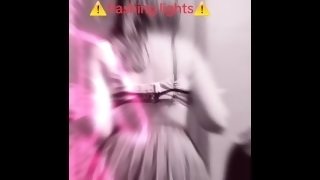 Curvy 20Y/o flashes camera and dances in schoolgirl costume while masked