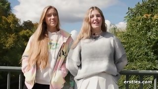 Amateur Babes Enjoy Sexy Fun Time Together - Amateur blonde lesbians outdoors