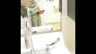 Horny nurse sneaks off to staff washroom and has quick orgasm!