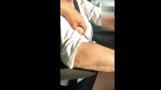 Boobs flashing in car. Playing with her tits and nipples