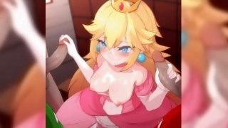 Princess Peach Do Amazing Double Jerking Off And Getting Many Cum On Face  Best Mario Hentai 4k 60f