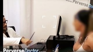 Perverted doctor fucks his patient in the clinic and records it and cums in his mouth