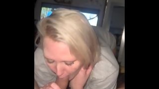 Amateur shy blonde girl gives the amazing blowjobs