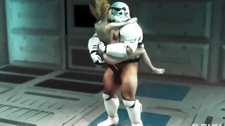 A sexy young hottie gets fucked by stormtrooper in the spaceships