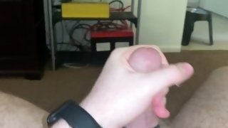 White boy Cumming on Couch with vibrating Cock Ring! From @Amerlia12138