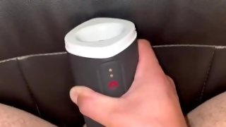 Virgin Boy Fucks A Vibrating Fleshlight Pussy And Have A Loud Moaning Orgasm With Hands Free Cumming
