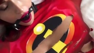 Elastigirl tied to bed and gagged