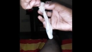 Srilankan Madam Aloka Gift Of Bulls Cum Condom For Cuckold Hubby
