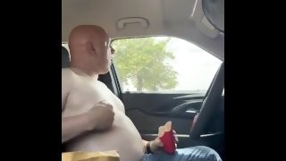 Piggy eats McDonald’s in car