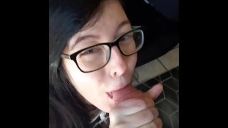 His Sloppiest BJ To Date - Nerdy Slut Gets Drools All Over Cock & Gets Rewarded