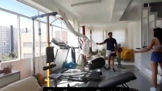 The busty slut latina fucking with her stepbrother in gym. She loves to feel huge cock inside pussy