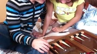 Anal creampie after playing backgammon