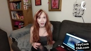 Seducing redhead perverted lady talks about small dicks