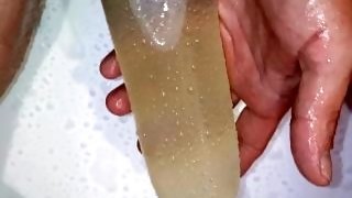 Big dick filling condom with pee  Horsengine