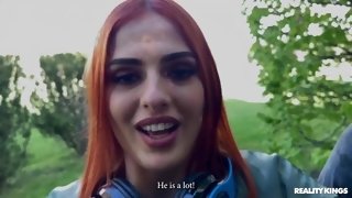 Shameless redhead babe POV outdoor sex clip