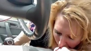 Mommy Milf Car BJ Blow Job Nikkiebigtits Sucking / Milking Cock Dick Mature Blonde Big Natural Tits