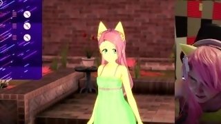 Cute MLP Fluttershy Cosplayer Gets Vibrated While Making Koikatsu Animations Stream (2023-07-16)